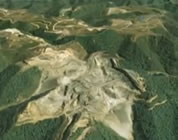 mountaintop removal mining videos link; thumb of scene from Google Earth presentation of mountaintop removal mining site