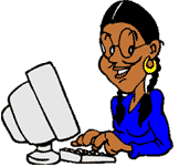 graphic of woman at computer terminal
