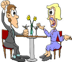 Funny cartoon of first date conversation