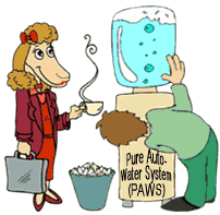 cartoon of dog lady and dog man at water cooler