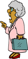 cartoon of old lady with briefcase