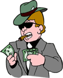 cartoon of mobster with money