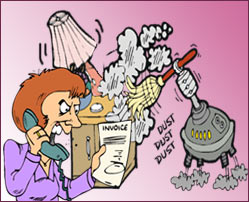 funny cartoon of robot cleaning machine going crazy