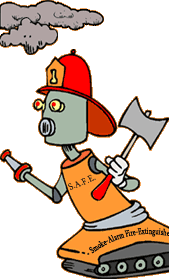 robot firefighter with axe