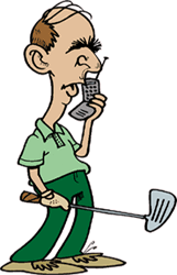 golfer on cell phone