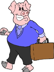 funny cartoon of pig man as congressman