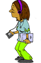 cartoon of girl listening to walkman