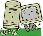 cartoon picture of electronic appliances asleep