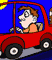 traffic cartoon; thumb of man in car