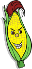 graphic of corn with evil smile
