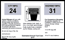 picture of mileage sticker