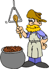 cartoon of old-timer ringing dinner bell