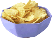 picture of potato chips in a blue bowl