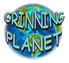 Grinning Planet with globe in background