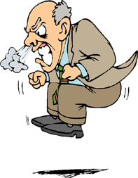 cartoon image of angry man jumping up and down