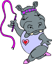 cartoon image of hippopotamus in ballerina outfit