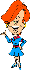 cartoon image of woman in short skirt