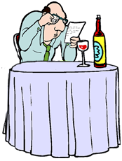 cartoon image of man studying his restaurant check