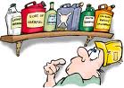 picture of man looking at shelf of household chemicals