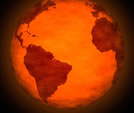 picture of red hot planet earth