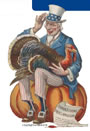 uncle sam with a turkey on his lap