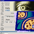collage of computer screen, eye, and pizza
