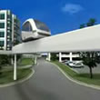 image from PRT video showing personal monorail winding through city