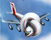 graphic of airplane twisted like a pretzel; link for funny animation/video; opens in new window