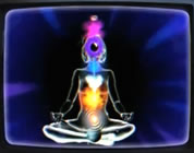 positive 2012 video link; thumb of woman meditating with chakra centers illuminated
