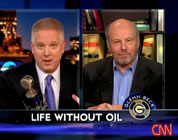 picture of glenn beck and james howard kunstler side by side on screen; link for video page; opens in new window