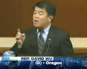 photo of congressman giving speech; link for funny video; opens in new window