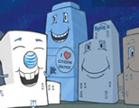 funny corporate personhood video link; thumb of animated corporate headquarters buildings