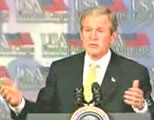 Bush at lectern; click to go to video page at external site; opens in new window
