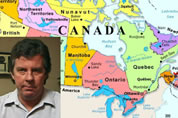photo of david hughes superimposed over map of canada; click to go to audio page; opens in new window