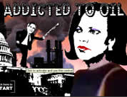 posterized graphical image of Condi Rice, George Bush, and US Capitol