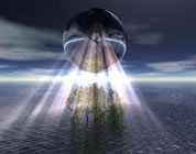 free 2012 movie documentary link; thumb of light-drenched image of earth hovering over tree on small ocean island