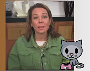 cat food video link; thumb of vet and cat