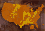 map of us showing locations of major coal fields; click to go to interactive page; opens in new window