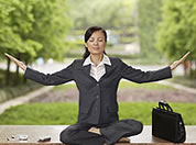 picture of woman meditating; click to go to audio/text page; opens in new window