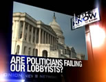 funny lobbyists video link; thumb of collage image of the US capitol building and news screen graphics