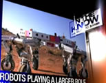 news screen photo of multi-wheeled robot; click to go to video page at external site; opens in new window