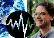 photo of Dr. Nick Begich against background with earth and radio wave; click to go to audio page; opens in new window