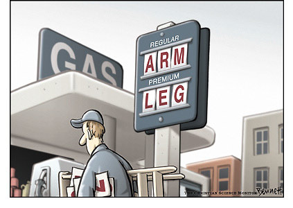 gas prices cartoon. Gas price sign: Regular costs