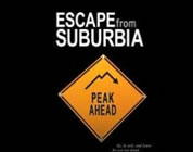 Escape From Suburbia review link; thumb of words 'Escape from Suburbia' with caution sign that says 'Peak Ahead'