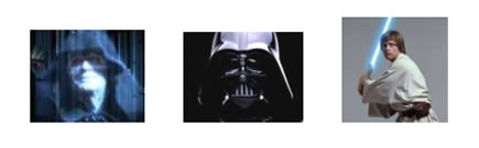 Pics of characters from Star Wars - Emperor, Darth Vader, Luke Skywalker